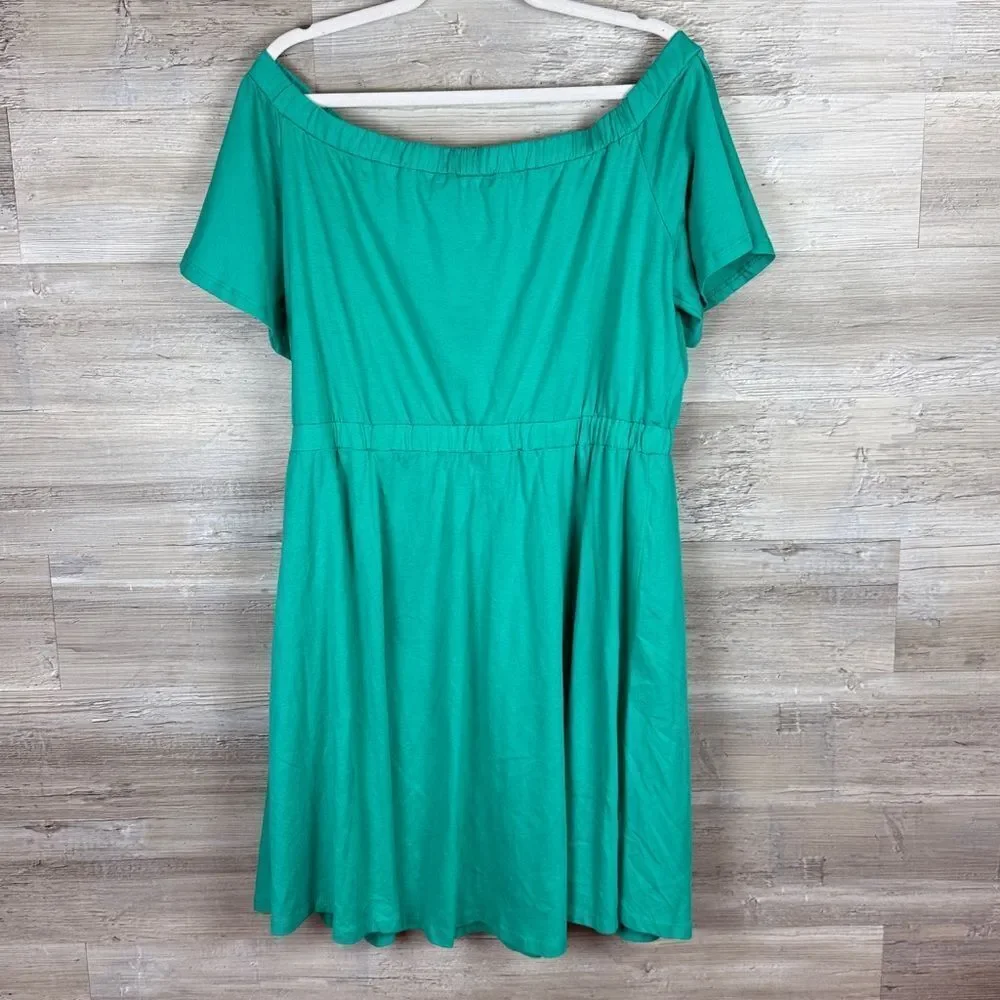 ASOS Green Off-Shoulder Midi Athleisure Dress sz 16